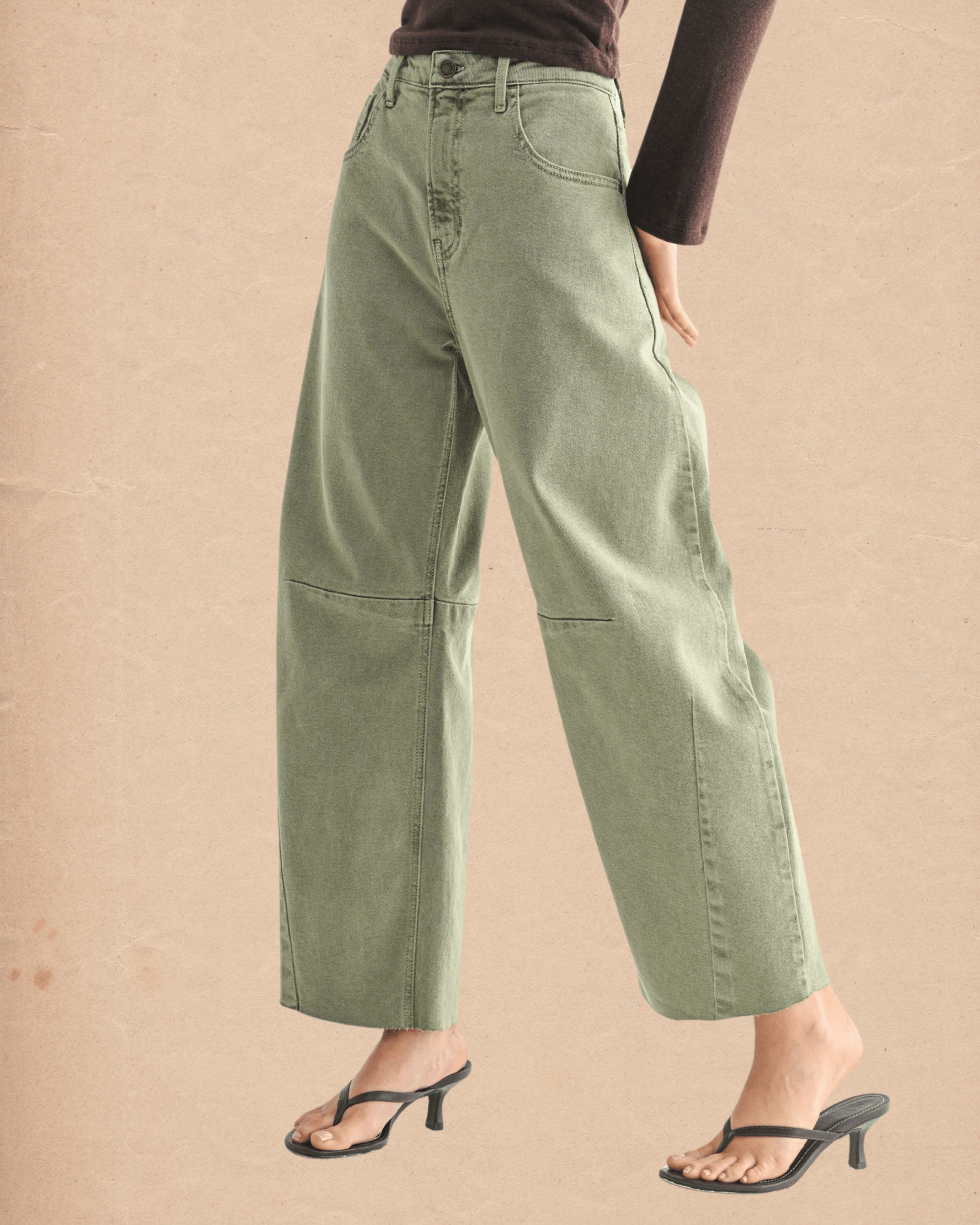 Vintage Olive Barrel Jean - Intrigue Ink Visit Bozeman, Unique Shopping Boutique in Montana, Work from Home Clothes for Women