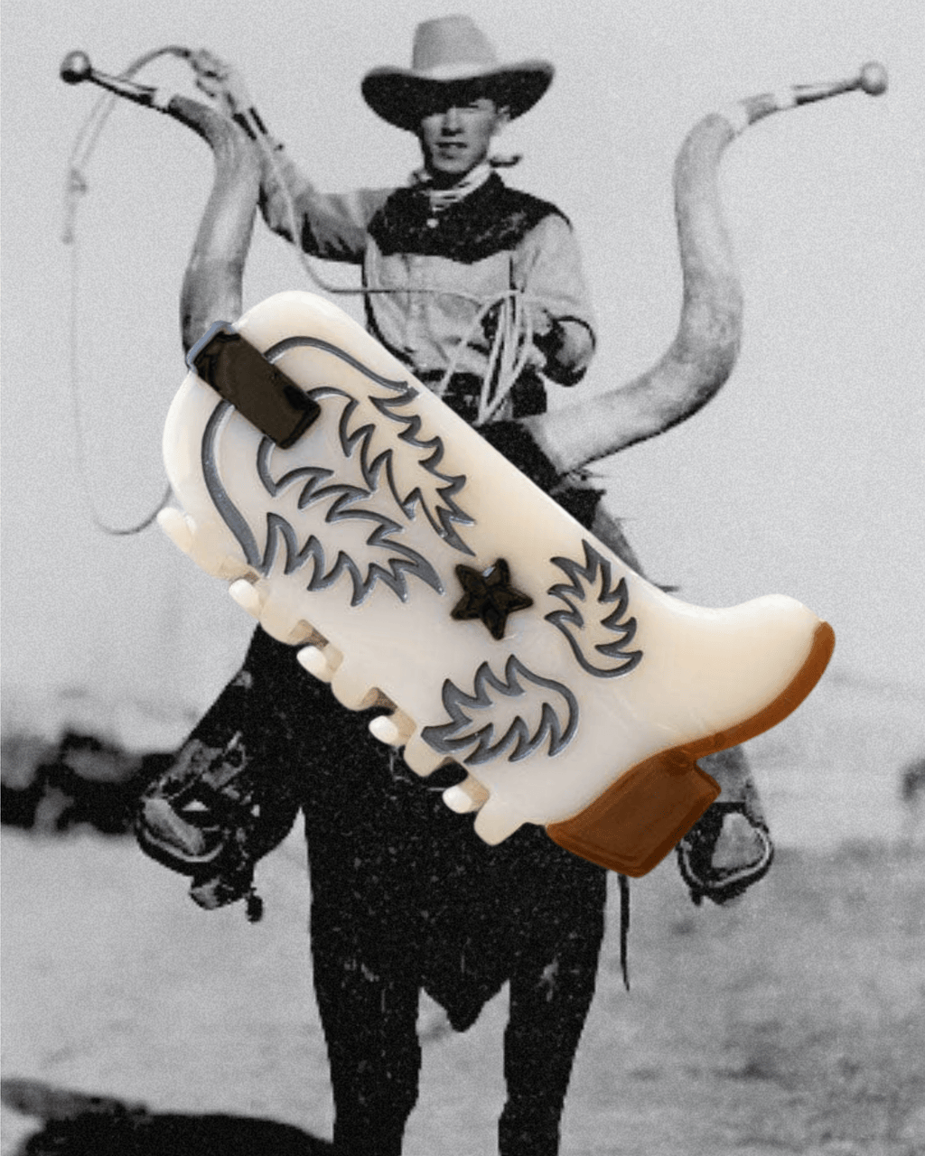 Western Boots Hair Claw Clip - Milk - Intrigue Ink Visit Bozeman, Unique Shopping Boutique in Montana, Work from Home Clothes for Women