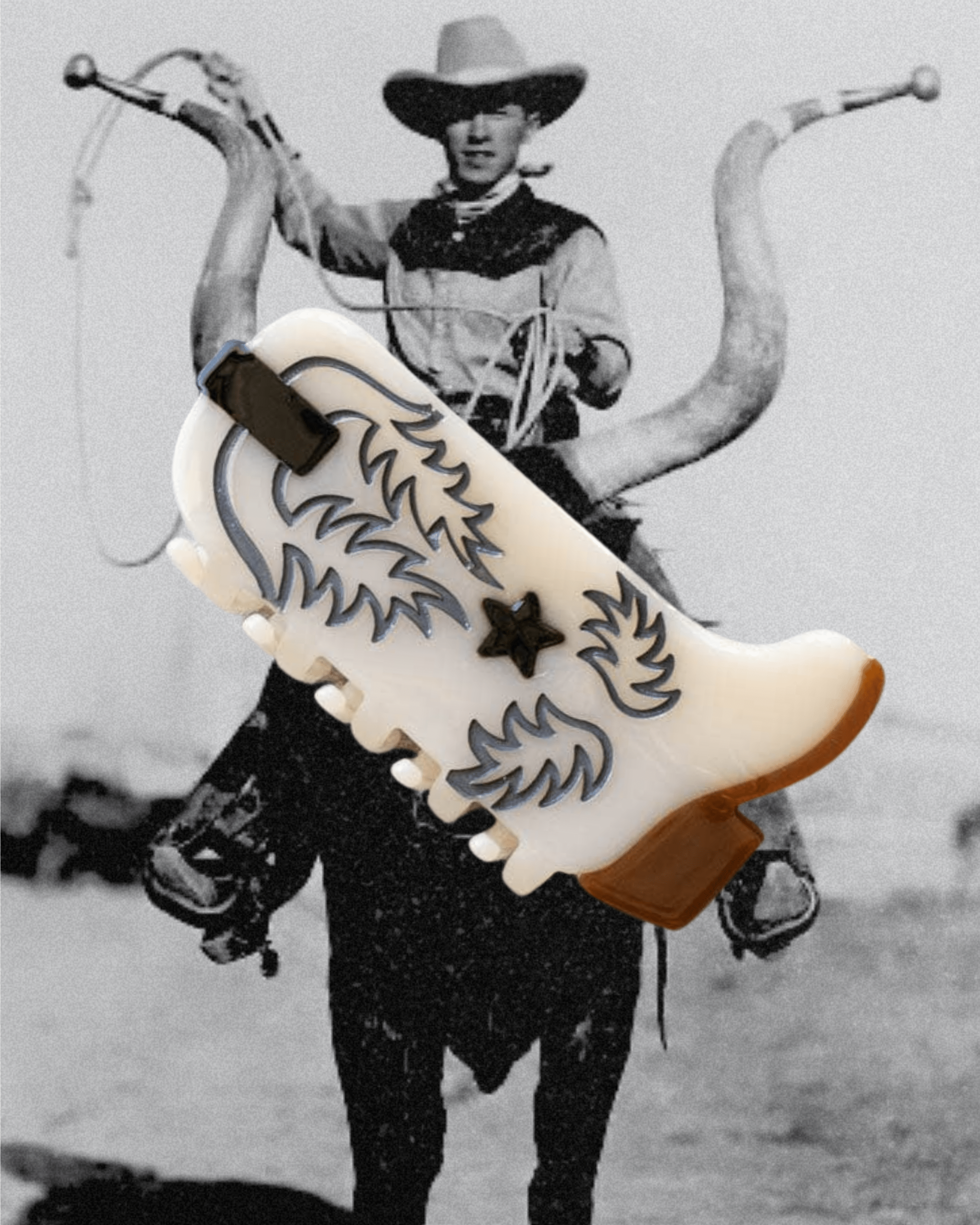 Western Boots Hair Claw Clip - Milk - Intrigue Ink Visit Bozeman, Unique Shopping Boutique in Montana, Work from Home Clothes for Women