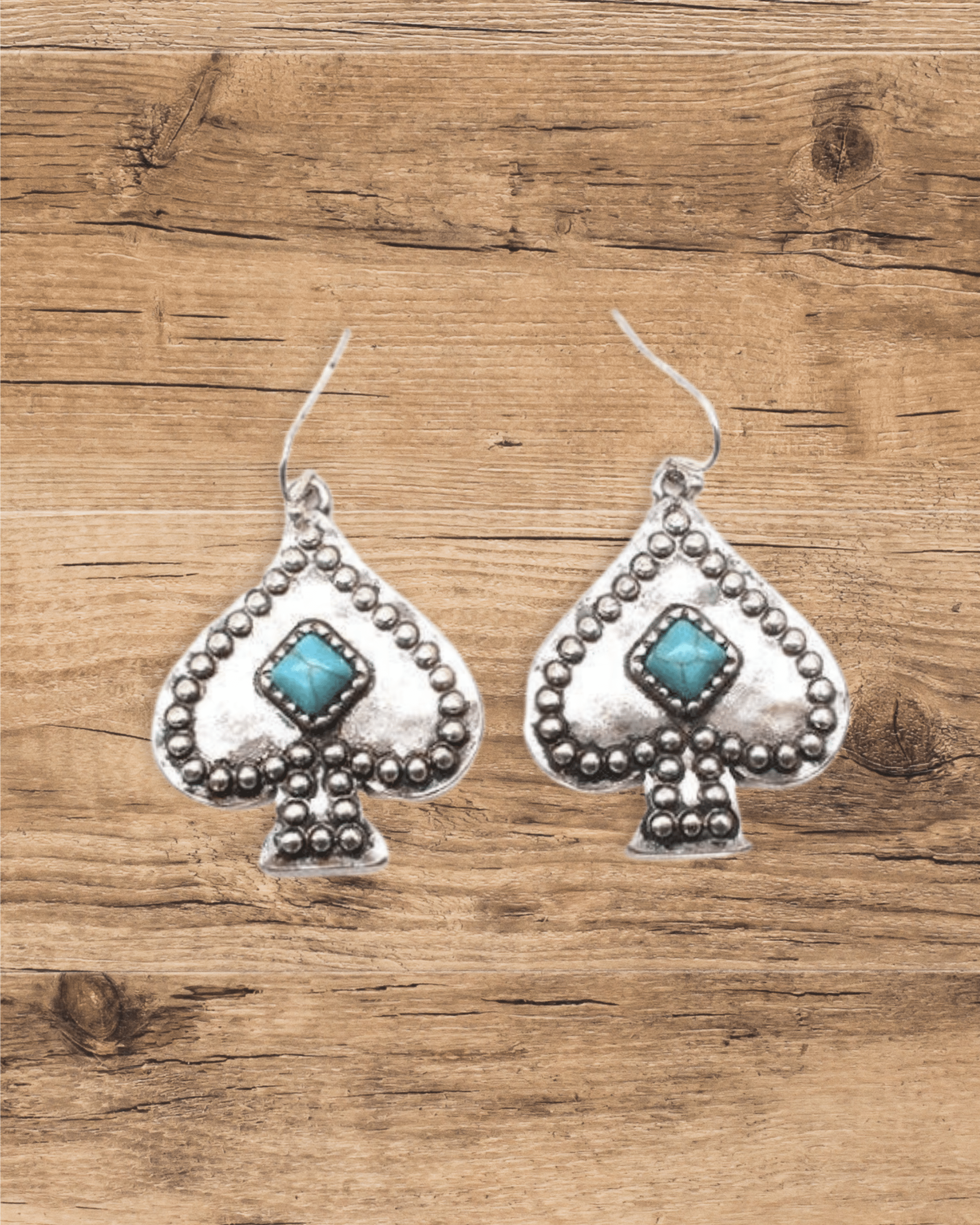Western Turquoise Stone Spade Dangle Earrings - Intrigue Ink Visit Bozeman, Unique Shopping Boutique in Montana, Work from Home Clothes for Women