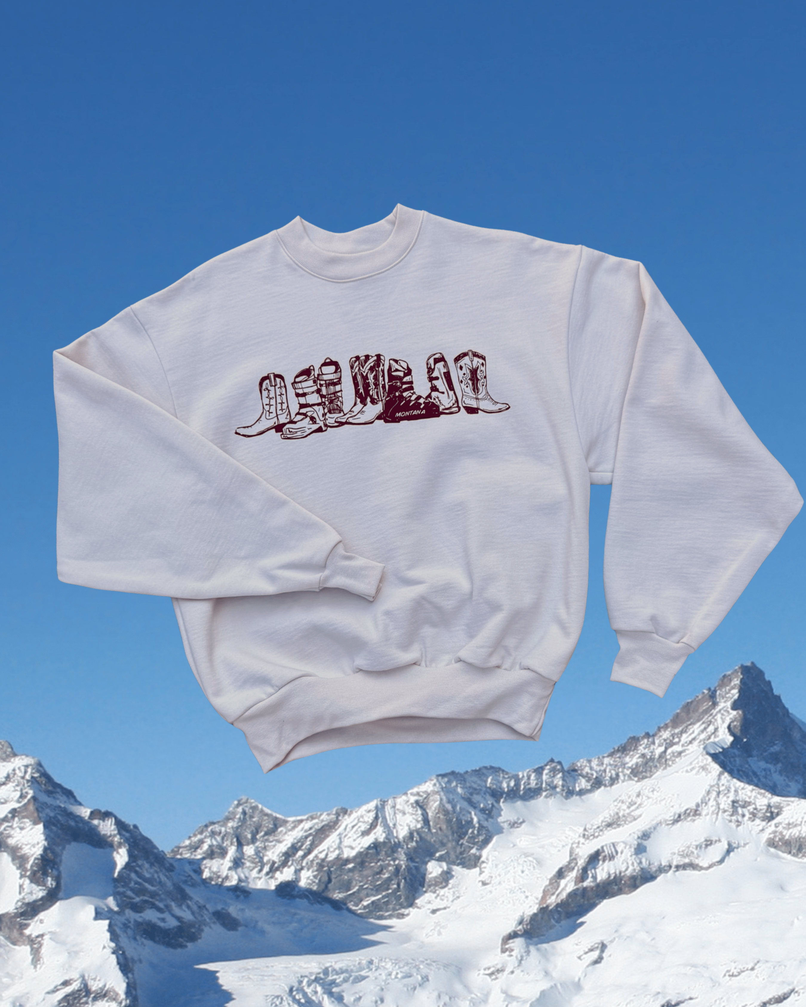 "Western Winter" Sweatshirt in Ivory - Intrigue Ink Visit Bozeman, Unique Shopping Boutique in Montana, Work from Home Clothes for Women