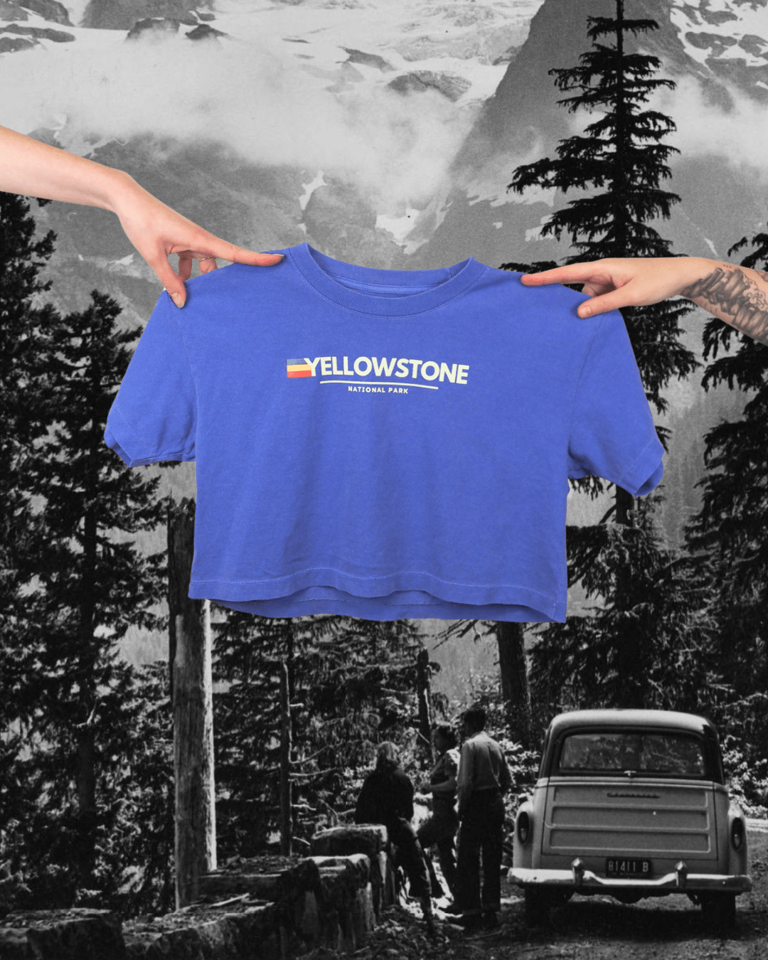 "Yellowstone Memories" Crop Tee - Intrigue Ink Visit Bozeman, Unique Shopping Boutique in Montana, Work from Home Clothes for Women