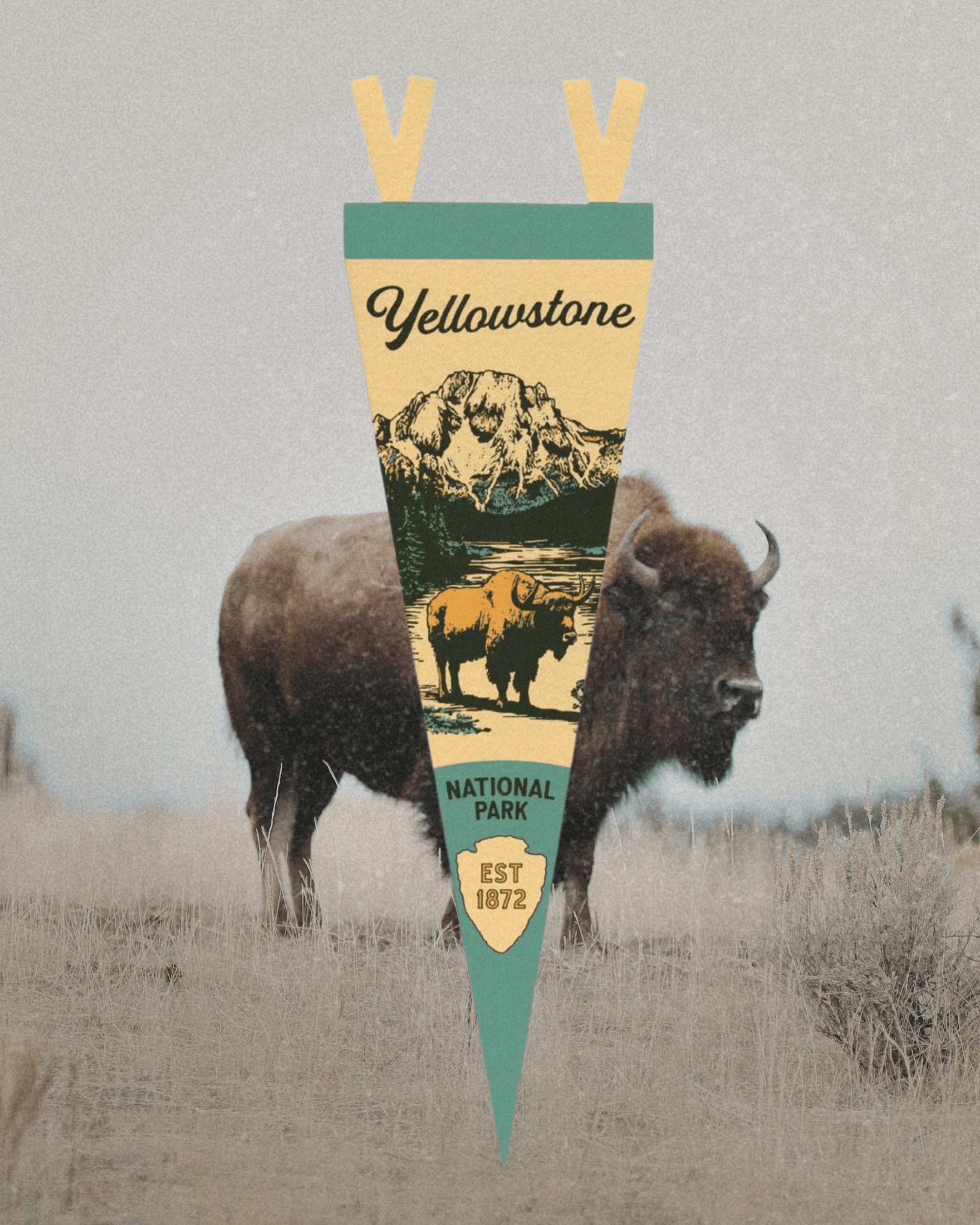 Yellowstone National Park Felt Pennant - Intrigue Ink Visit Bozeman, Unique Shopping Boutique in Montana, Work from Home Clothes for Women