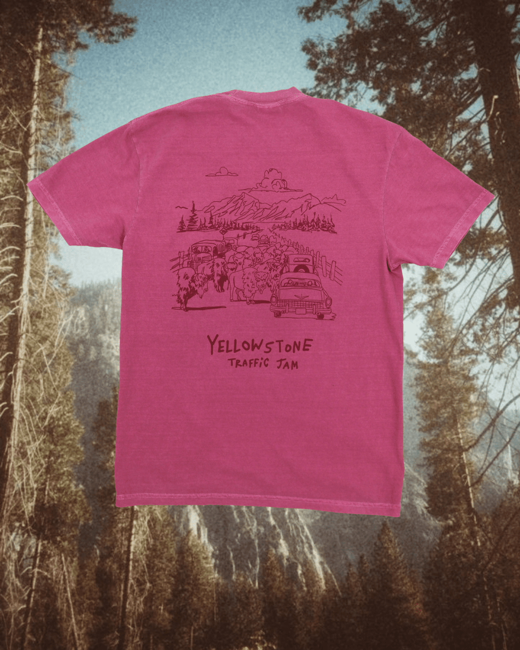 "Yellowstone Traffic Jam" Tee in Brick - Intrigue Ink Visit Bozeman, Unique Shopping Boutique in Montana, Work from Home Clothes for Women