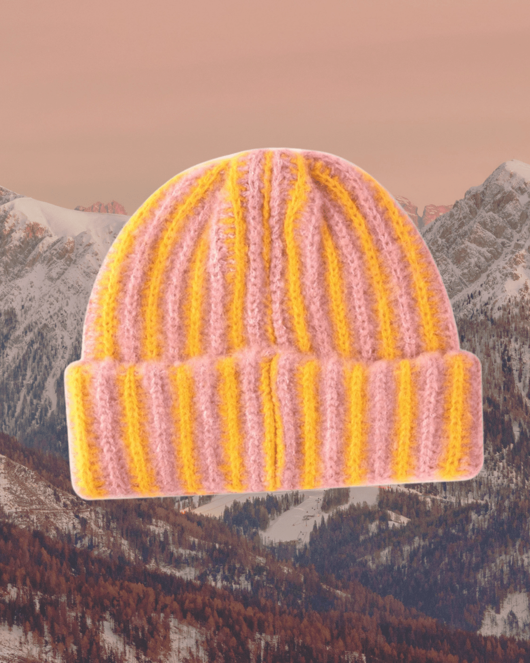 Color-Block Striped Knitted Pink Beanie - Intrigue Ink Visit Bozeman, Unique Shopping Boutique in Montana, Work from Home Clothes for Women