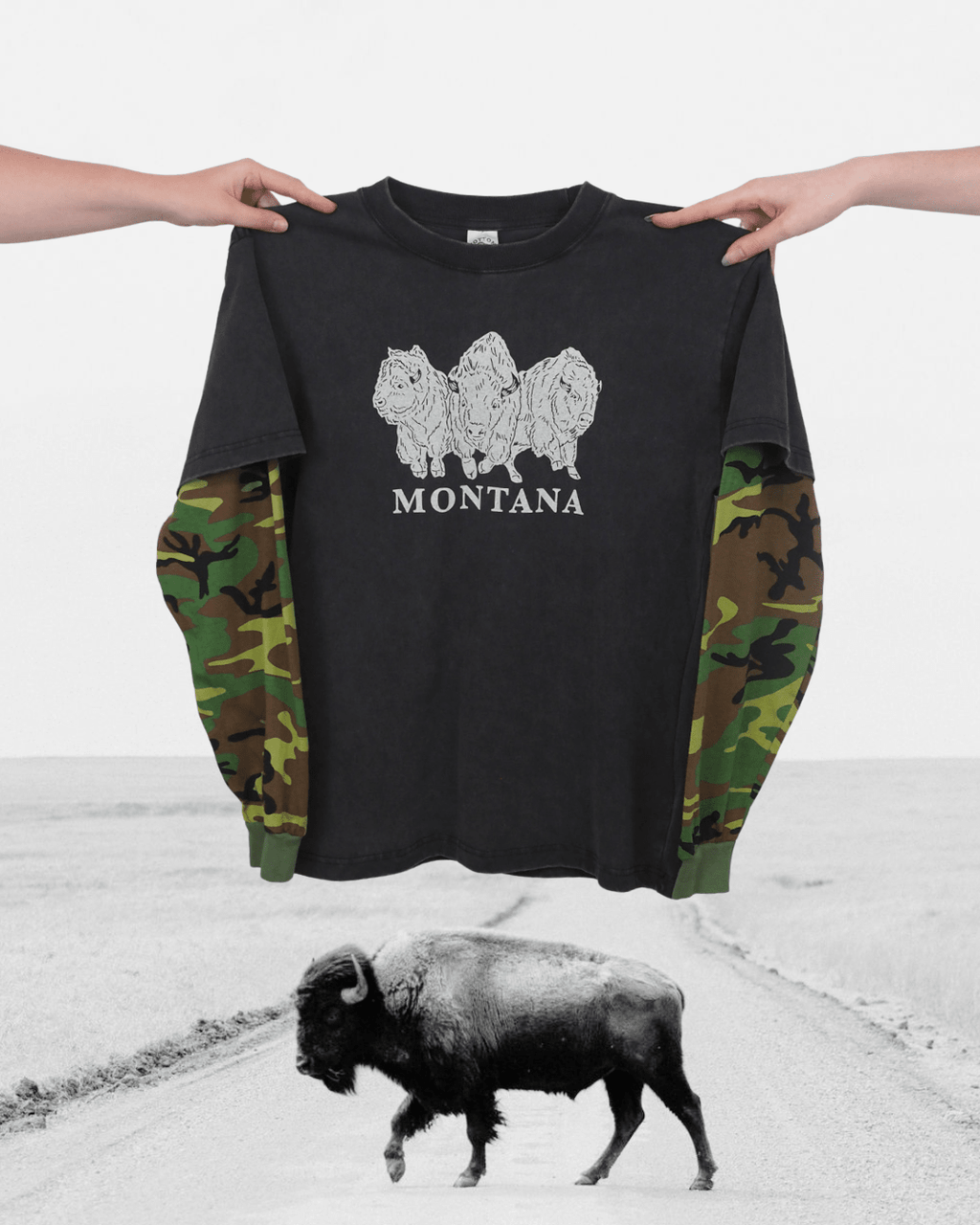 "Bison Power" 90's Long Sleeve - Intrigue Ink Visit Bozeman, Unique Shopping Boutique in Montana, Work from Home Clothes for Women