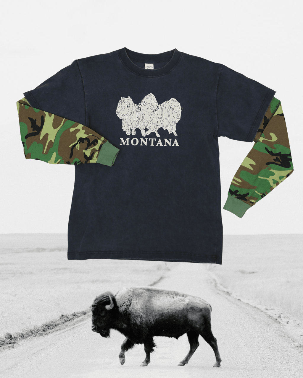 "Bison Power" 90's Long Sleeve - Intrigue Ink Visit Bozeman, Unique Shopping Boutique in Montana, Work from Home Clothes for Women