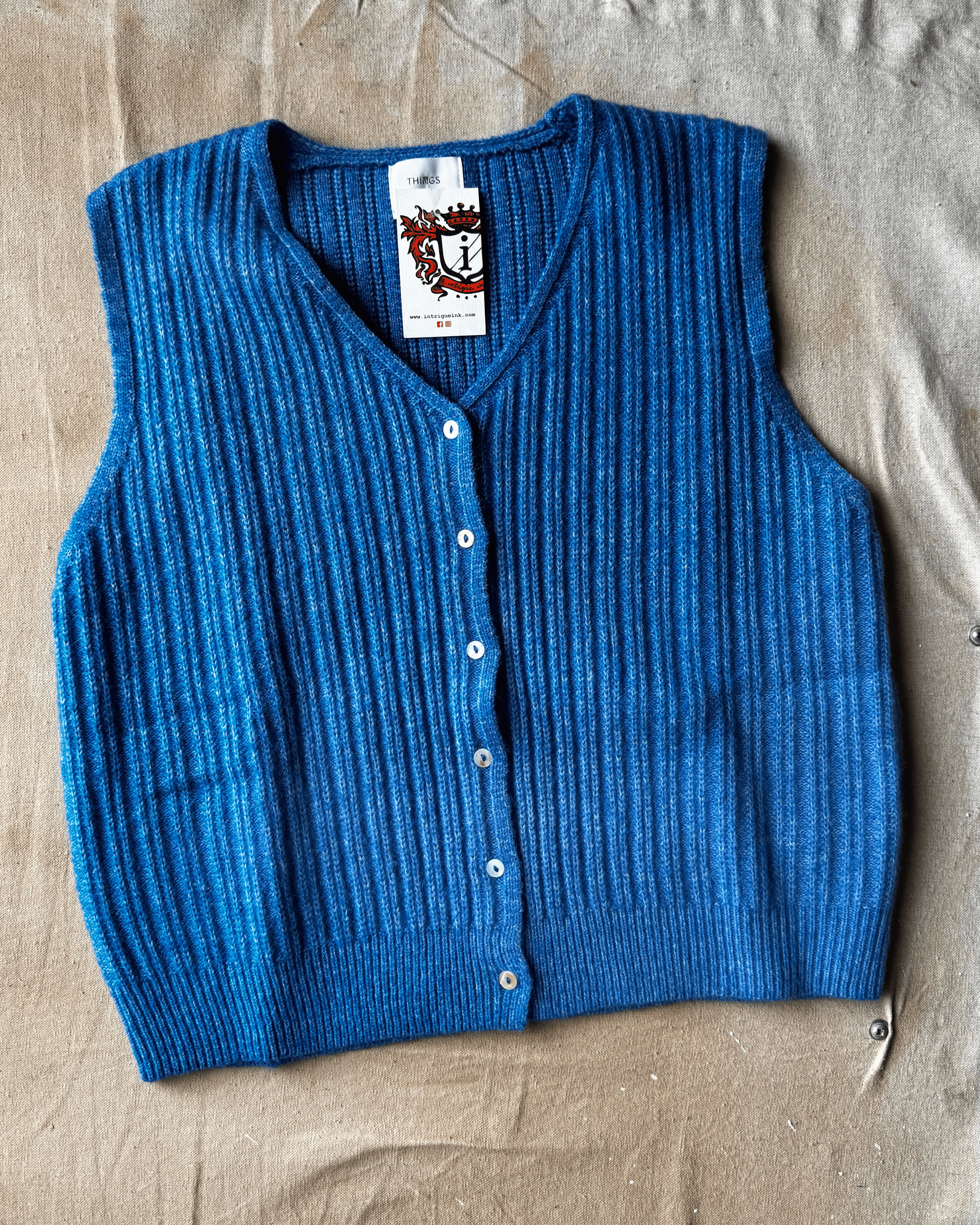 Granny Vest - Blue - Intrigue Ink Visit Bozeman, Unique Shopping Boutique in Montana, Work from Home Clothes for Women