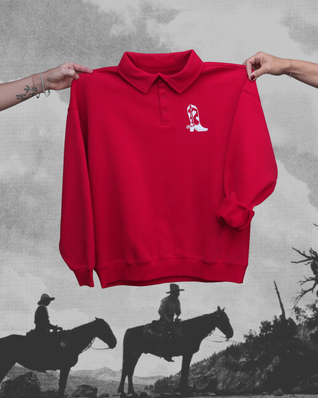 "Boot Scootin" Red Button Up Pullover - Intrigue Ink Visit Bozeman, Unique Shopping Boutique in Montana, Work from Home Clothes for Women