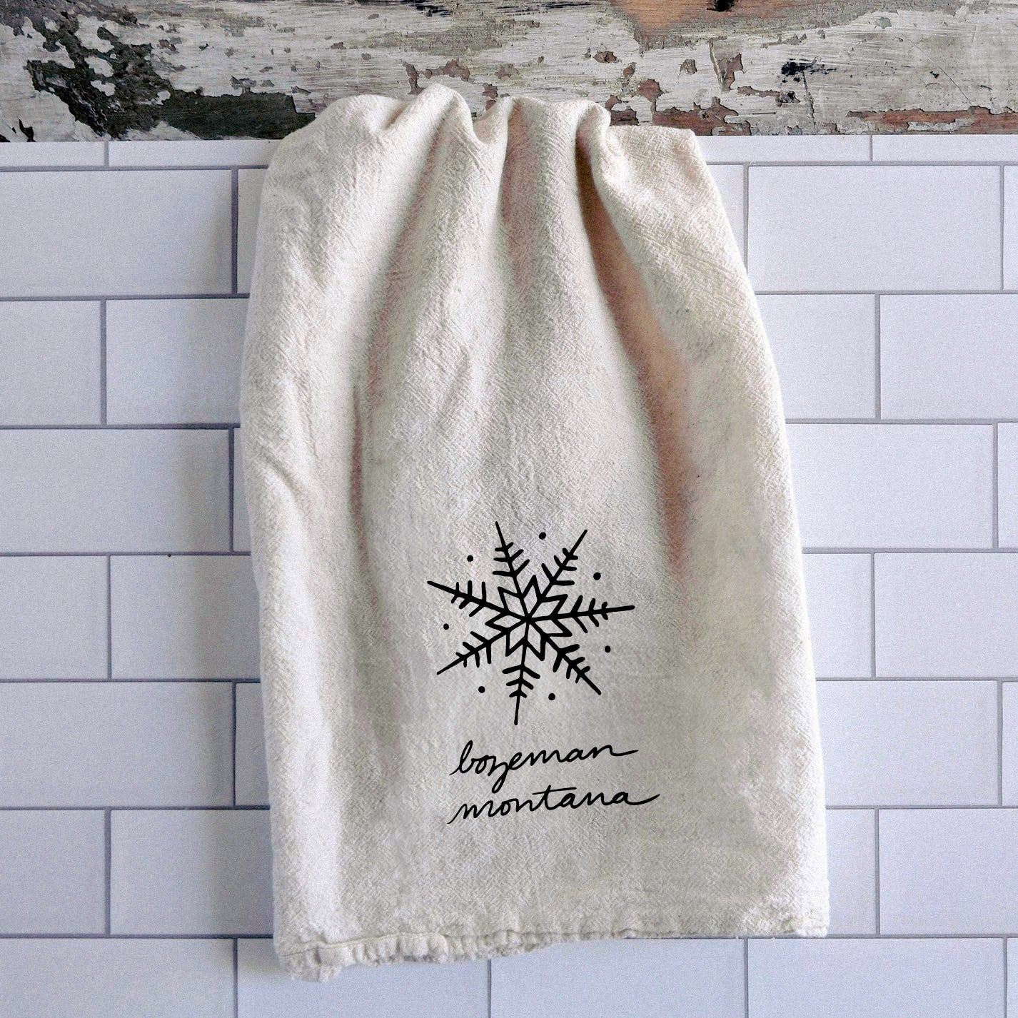 "Bozeman Snowflake" Tea Towel