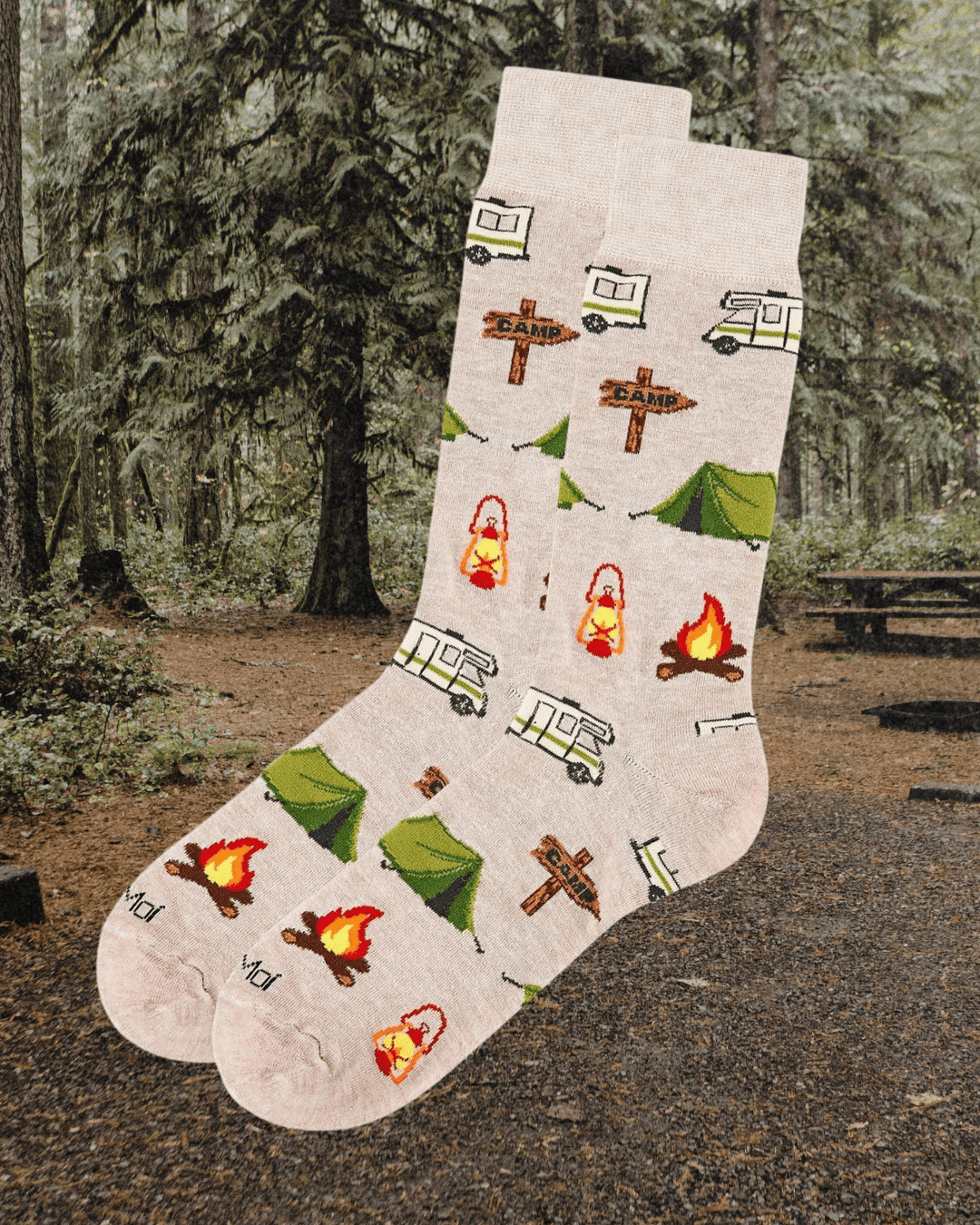 Happy Camper Bamboo Blend Men's Crew Socks - Intrigue Ink Visit Bozeman, Unique Shopping Boutique in Montana, Work from Home Clothes for Women