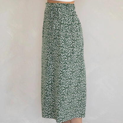 Green Floral Midi Skirt - Intrigue Ink Visit Bozeman, Unique Shopping Boutique in Montana, Work from Home Clothes for Women