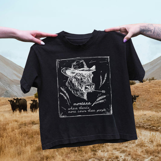 "Montana Cows" Tee - Intrigue Ink Visit Bozeman, Unique Shopping Boutique in Montana, Work from Home Clothes for Women