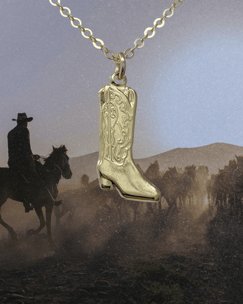 Cowgirl Boot Necklace - Intrigue Ink Visit Bozeman, Unique Shopping Boutique in Montana, Work from Home Clothes for Women