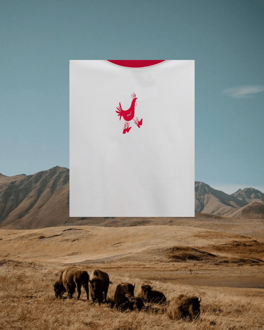 "Cowboy Chicken" Ringer Tee - Red/Ivory - Intrigue Ink Visit Bozeman, Unique Shopping Boutique in Montana, Work from Home Clothes for Women