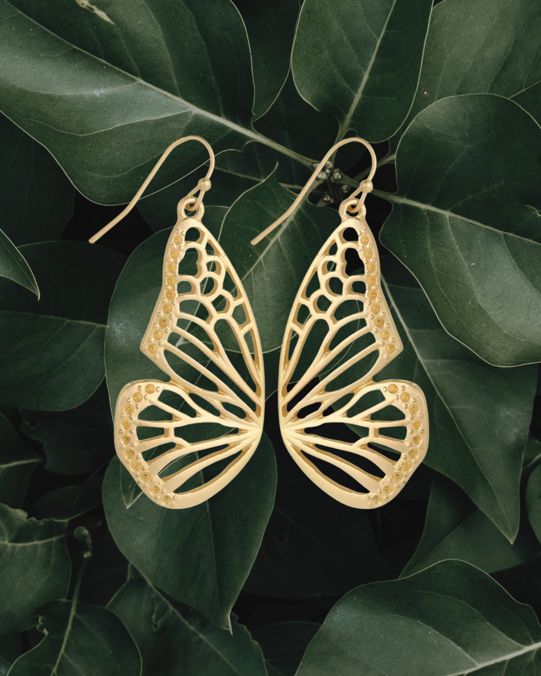 Gold Butterfly Wings Earrings