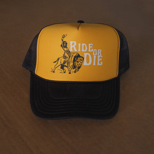Ride or Die Black & Gold Trucker Hat