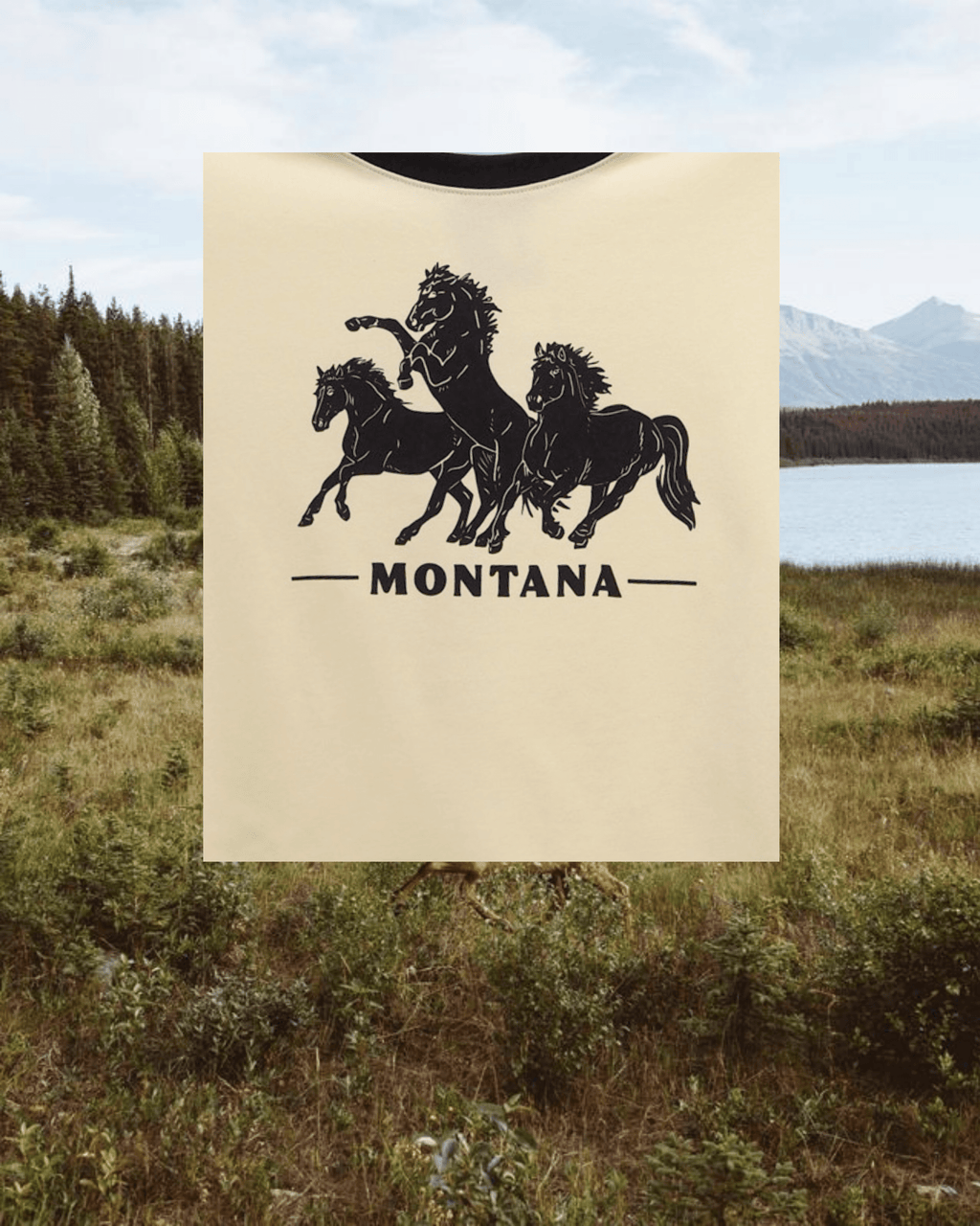 "Horsepower" Ringer Tee - Butter - Intrigue Ink Visit Bozeman, Unique Shopping Boutique in Montana, Work from Home Clothes for Women