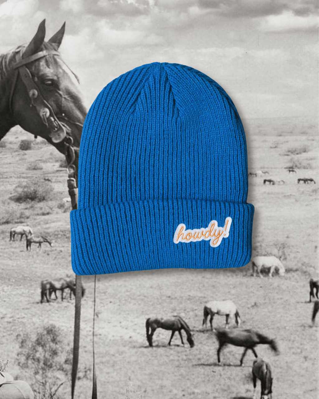 "Howdy!" Beanie In Aqua - Intrigue Ink Visit Bozeman, Unique Shopping Boutique in Montana, Work from Home Clothes for Women