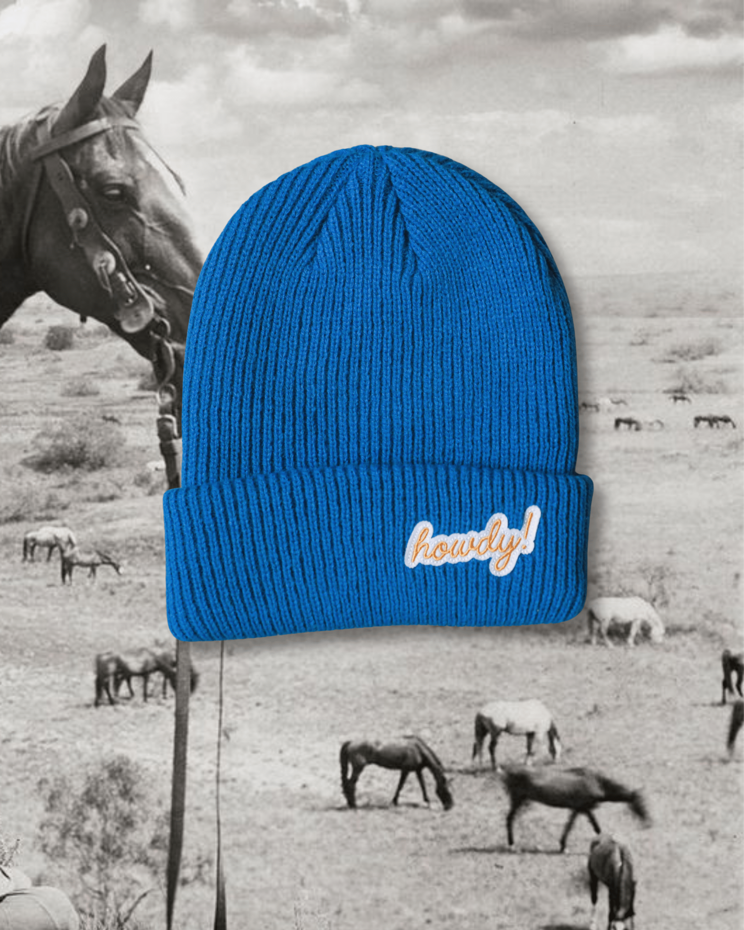 "Howdy!" Beanie In Aqua - Intrigue Ink Visit Bozeman, Unique Shopping Boutique in Montana, Work from Home Clothes for Women