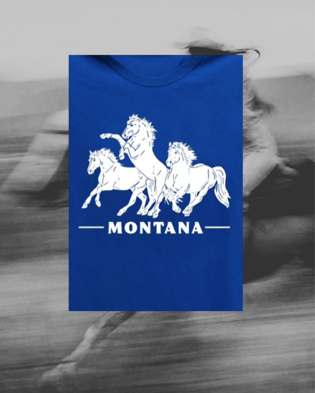 "Horsepower" Tee in Blue - Intrigue Ink Visit Bozeman, Unique Shopping Boutique in Montana, Work from Home Clothes for Women