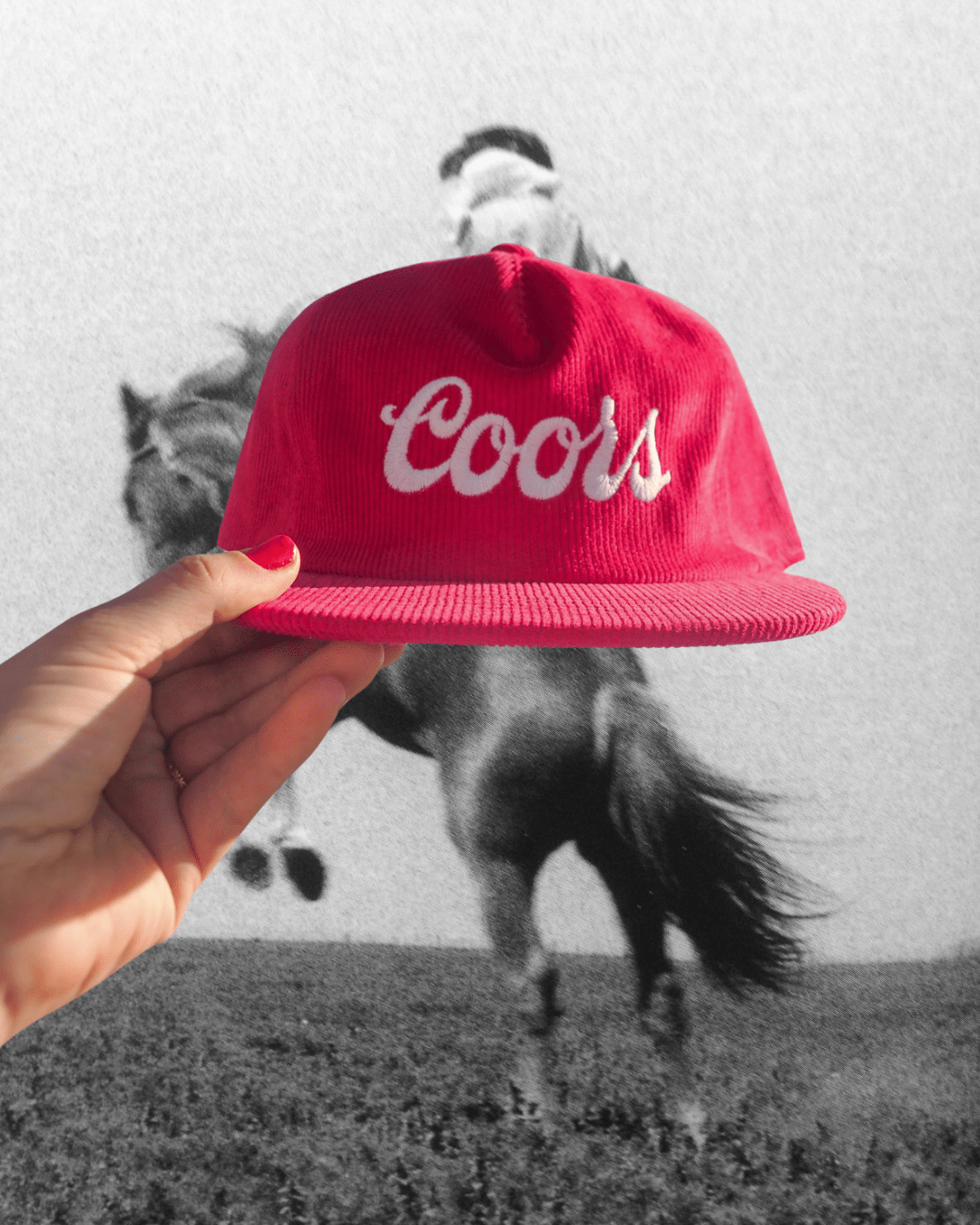 Coors Red Corduroy Hat - Intrigue Ink Visit Bozeman, Unique Shopping Boutique in Montana, Work from Home Clothes for Women