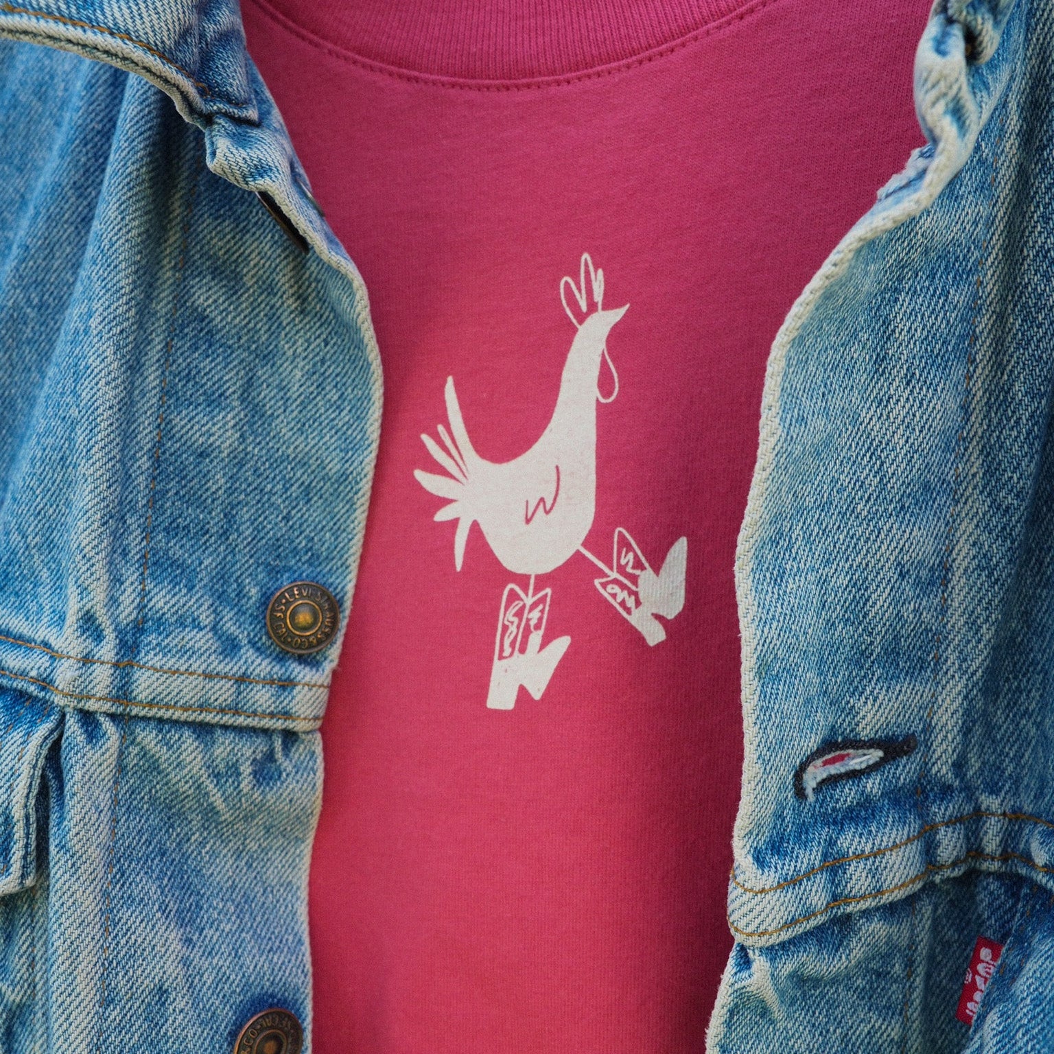 "Cowboy Chicken" Salmon Tee - Intrigue Ink Visit Bozeman, Unique Shopping Boutique in Montana, Work from Home Clothes for Women