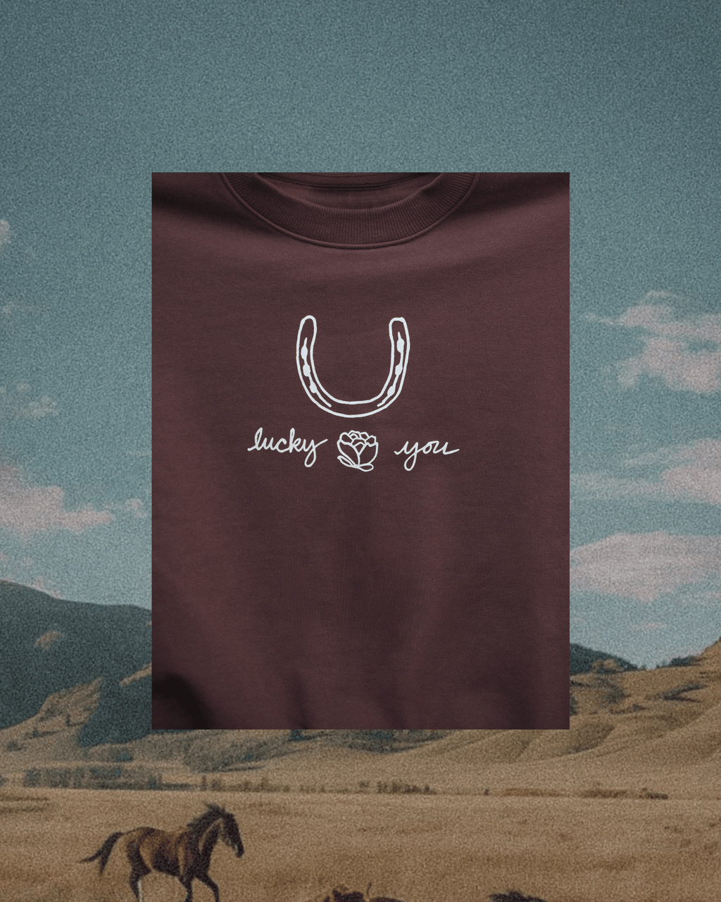 "Lucky You" Chocolate Sweatshirt - Intrigue Ink Visit Bozeman, Unique Shopping Boutique in Montana, Work from Home Clothes for Women