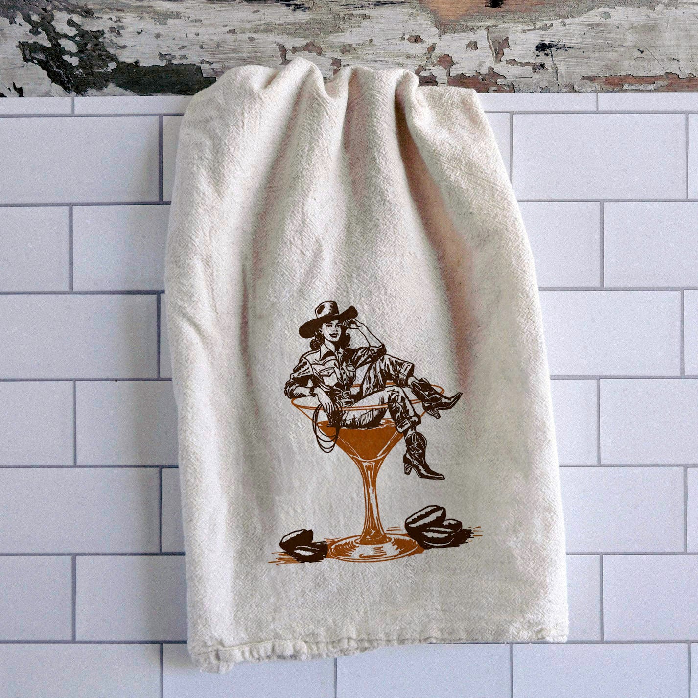 "Espresso Martini" Tea Towel with Black Ink