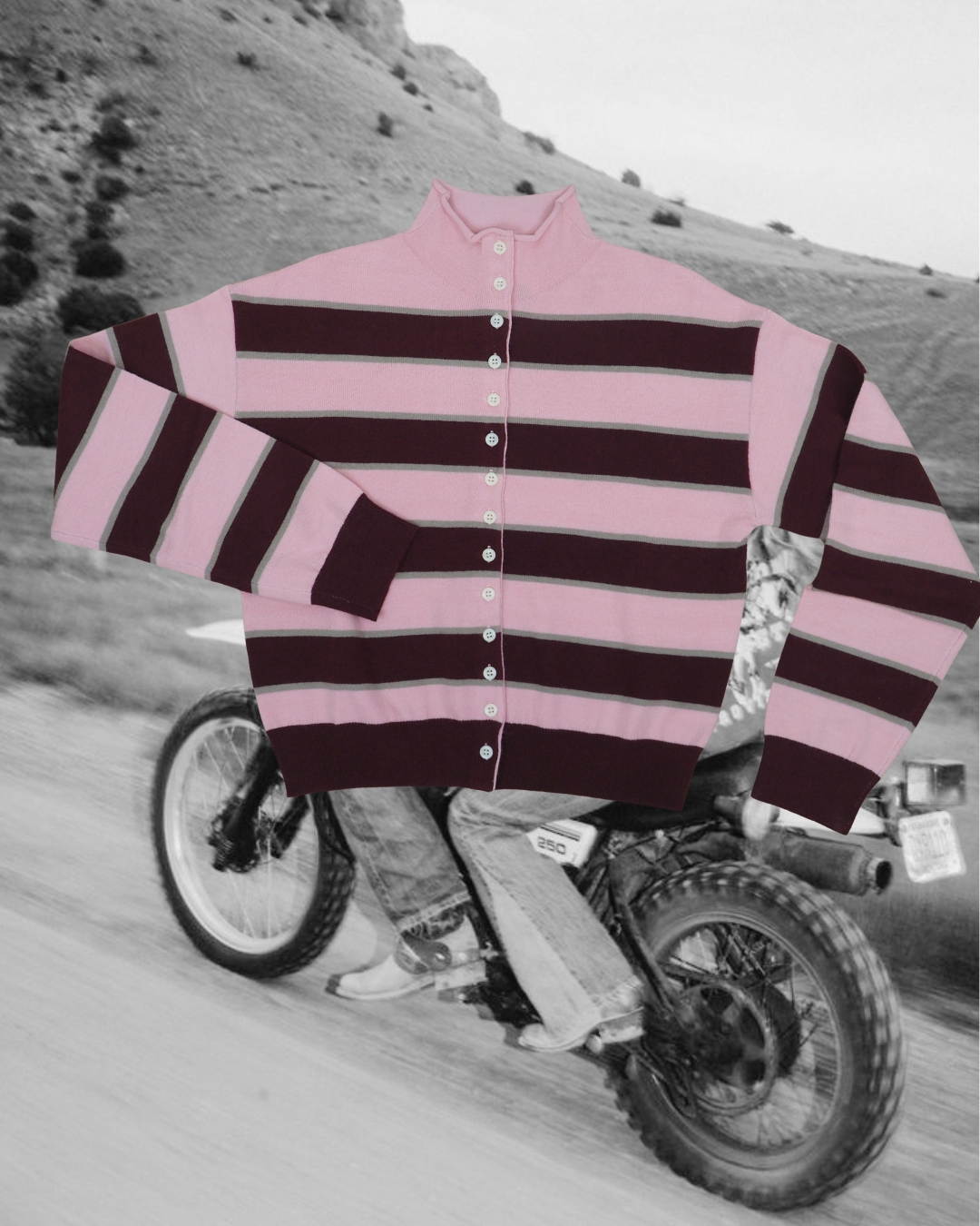 Claude Cardigan - Pink & Burgundy