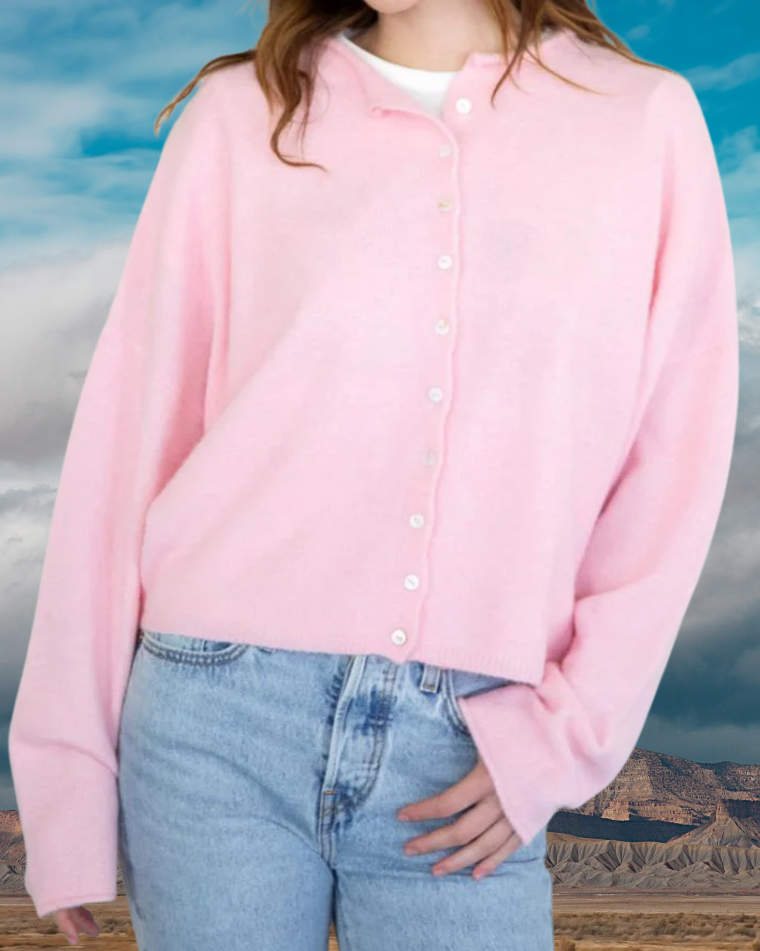 Button Up Cardigan - Pink