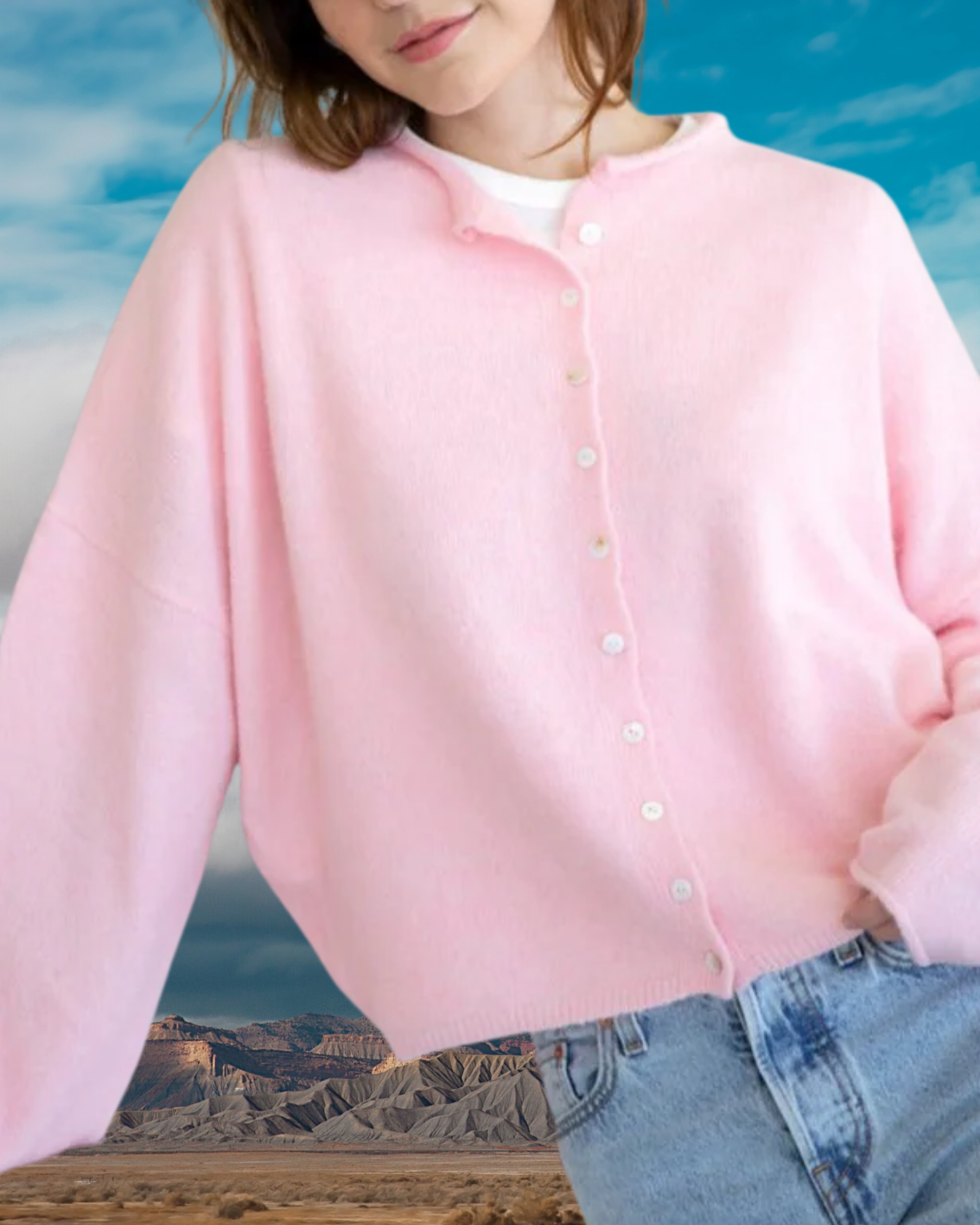 Button Up Cardigan - Pink