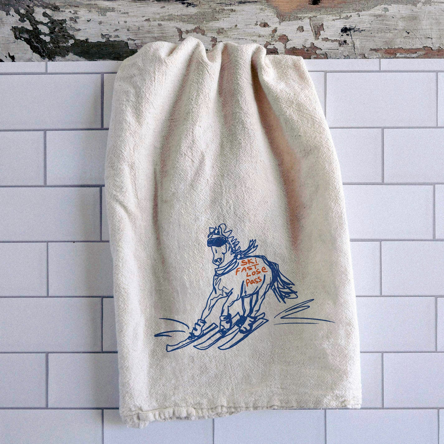 "Ski Fast" Tea Towel Intrigue Ink