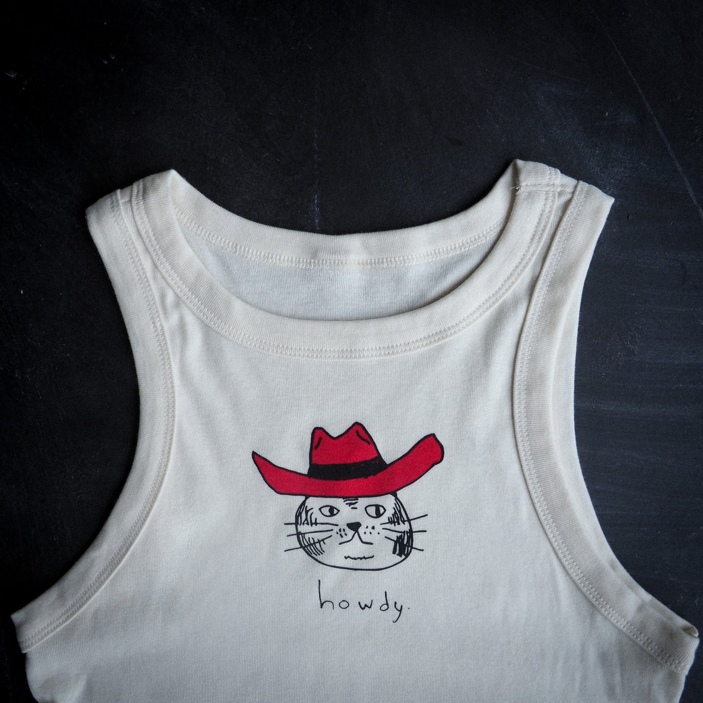 "Howdy Cat" Ivory Tank