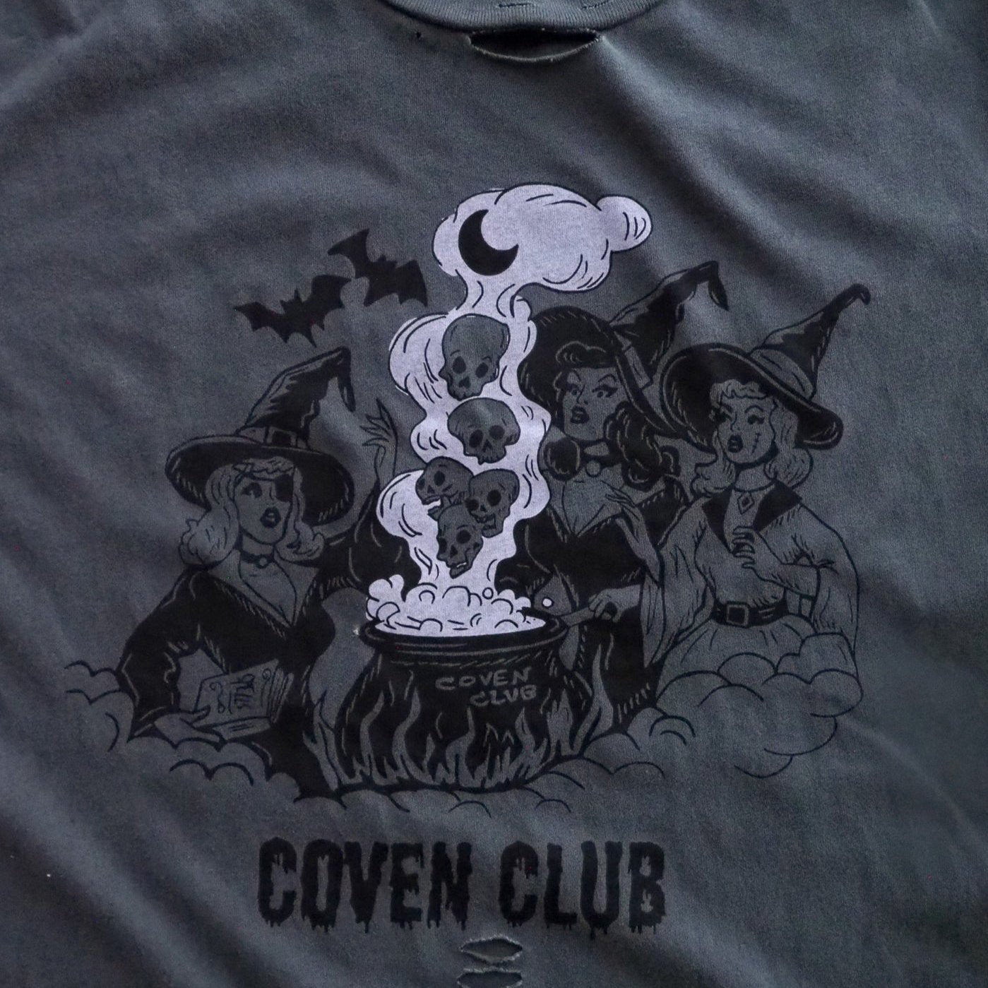 "Coven Club" Distressed Tee