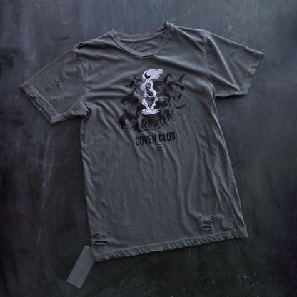 "Coven Club" Distressed Tee