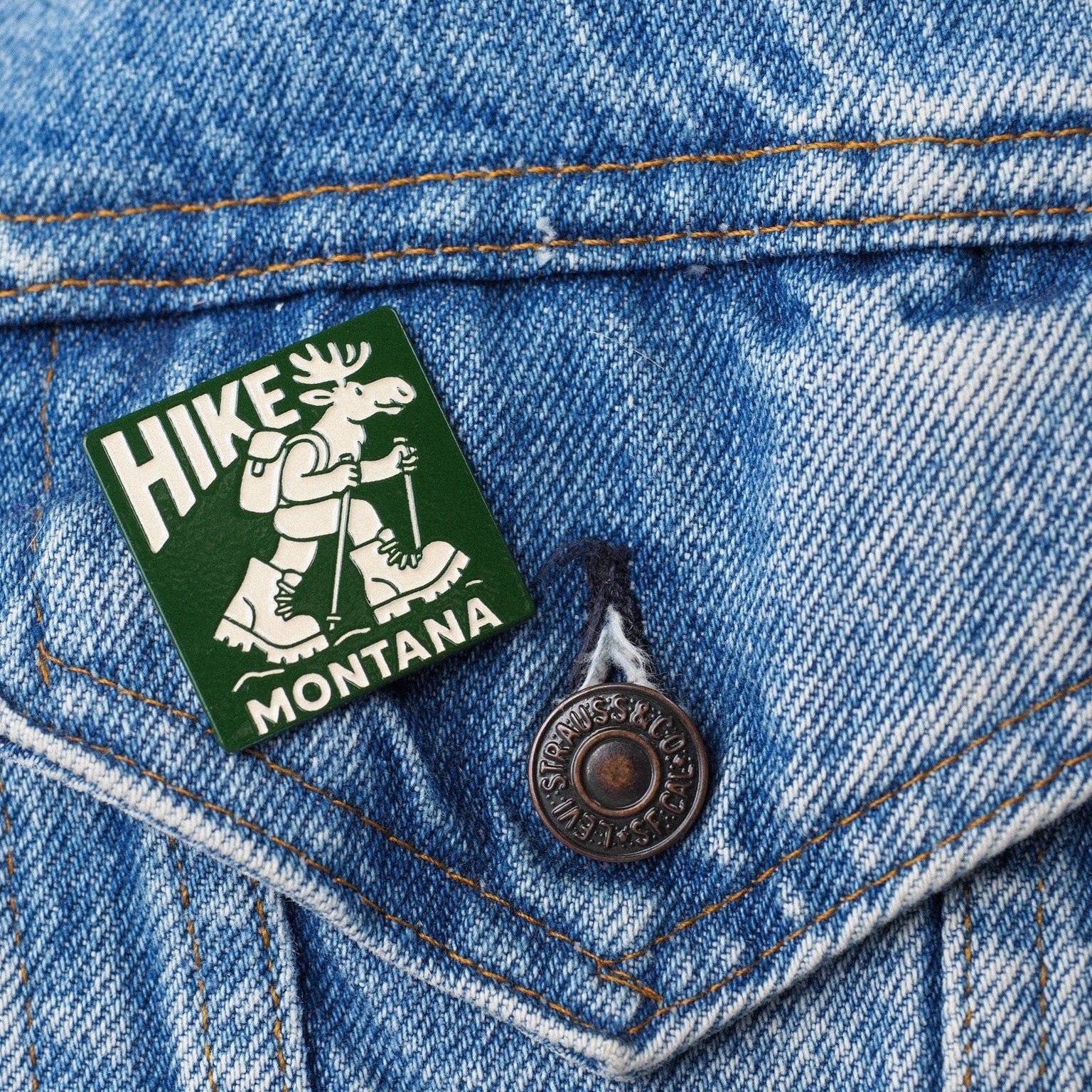 "Hike MT" pin - Intrigue Ink Visit Bozeman, Unique Shopping Boutique in Montana, Work from Home Clothes for Women