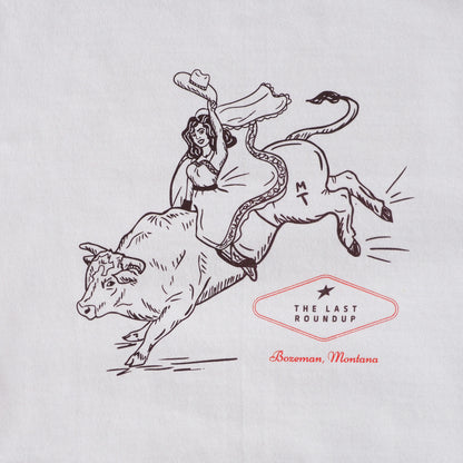 "Last Roundup" White Pullover - Intrigue Ink Visit Bozeman, Unique Shopping Boutique in Montana, Work from Home Clothes for Women