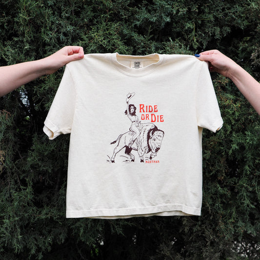 "Ride or Die" Crop Tee - Intrigue Ink Visit Bozeman, Unique Shopping Boutique in Montana, Work from Home Clothes for Women