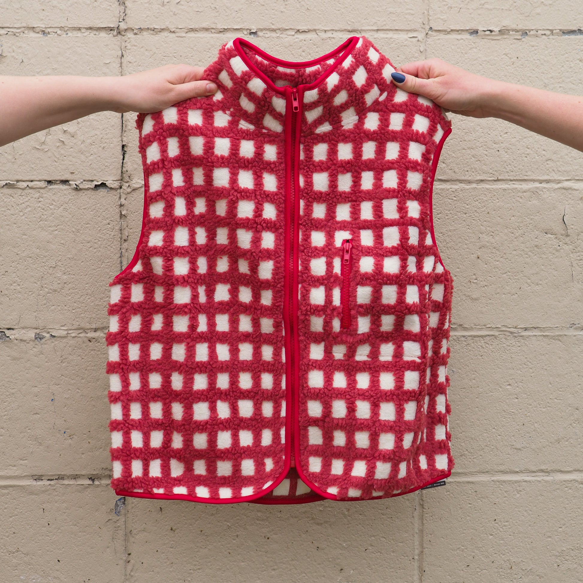 Red Checkered Fleece Vest - Intrigue Ink Visit Bozeman, Unique Shopping Boutique in Montana, Work from Home Clothes for Women