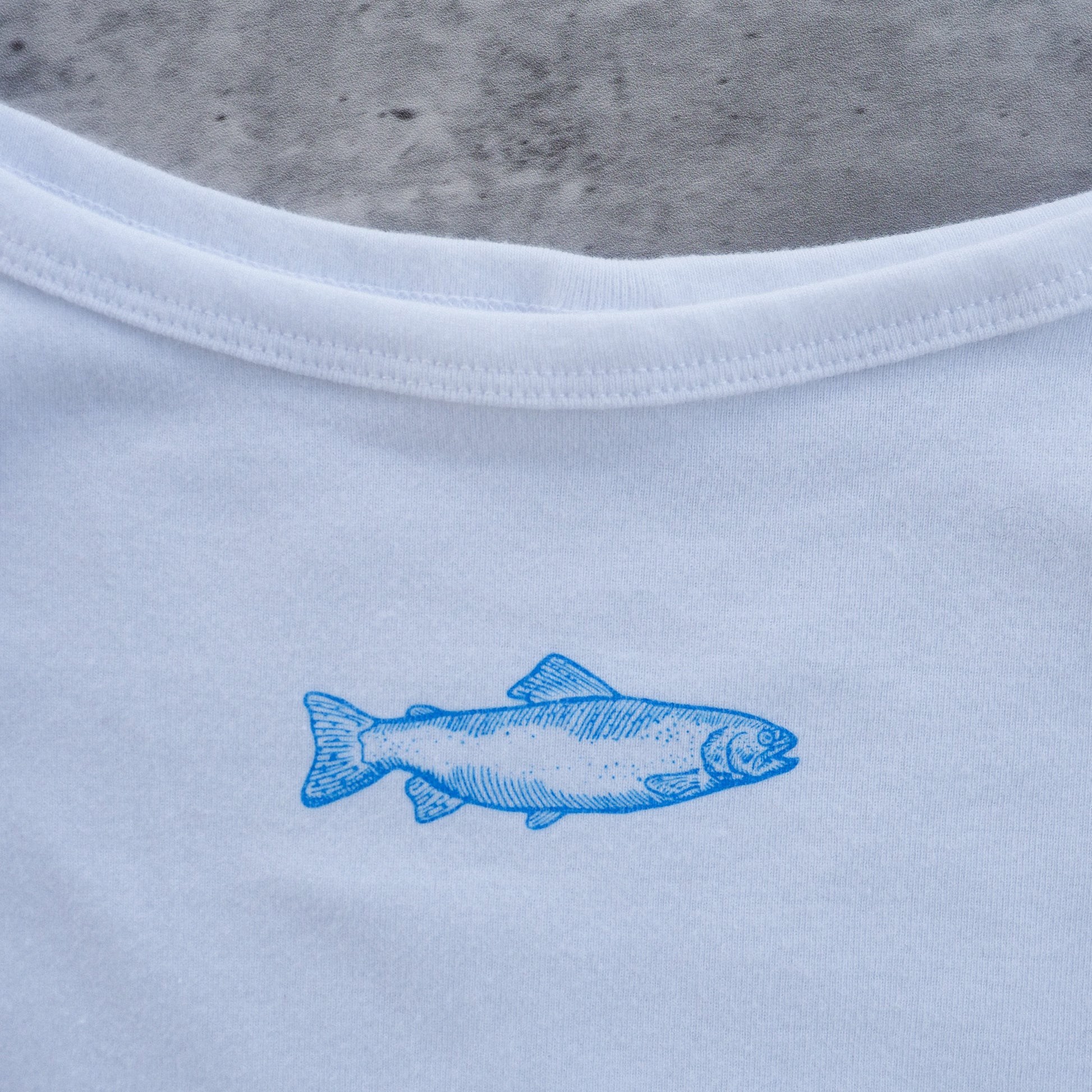 "Swims with the Fishes" White Tank - Intrigue Ink Visit Bozeman, Unique Shopping Boutique in Montana, Work from Home Clothes for Women