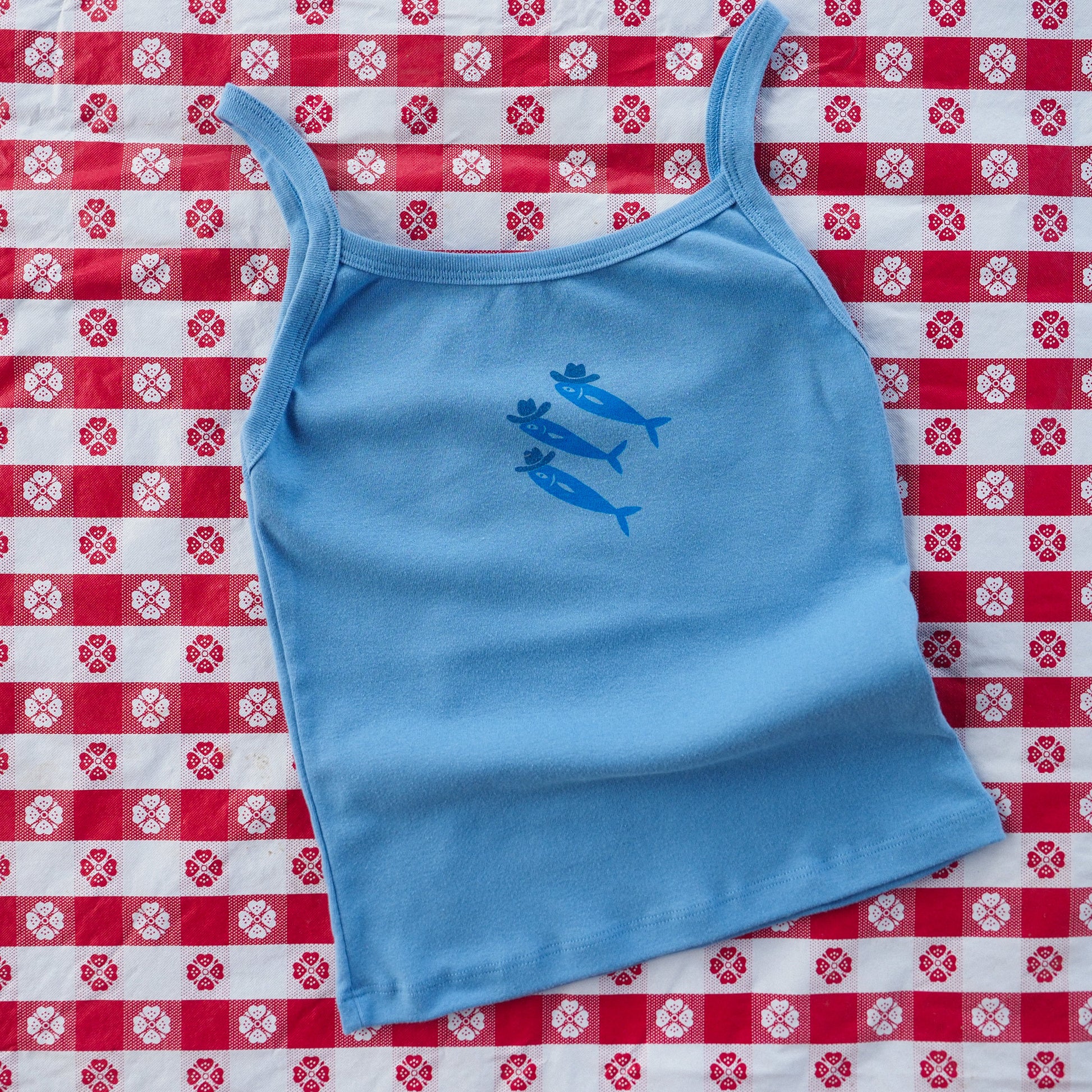 "Sardine Cowboy" Blue Tank - Intrigue Ink Visit Bozeman, Unique Shopping Boutique in Montana, Work from Home Clothes for Women