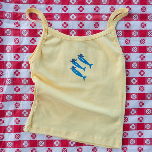 "Sardine Cowboys" Yellow Tank - Intrigue Ink Visit Bozeman, Unique Shopping Boutique in Montana, Work from Home Clothes for Women
