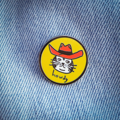 "Howdy Cat" Pin - Intrigue Ink Visit Bozeman, Unique Shopping Boutique in Montana, Work from Home Clothes for Women