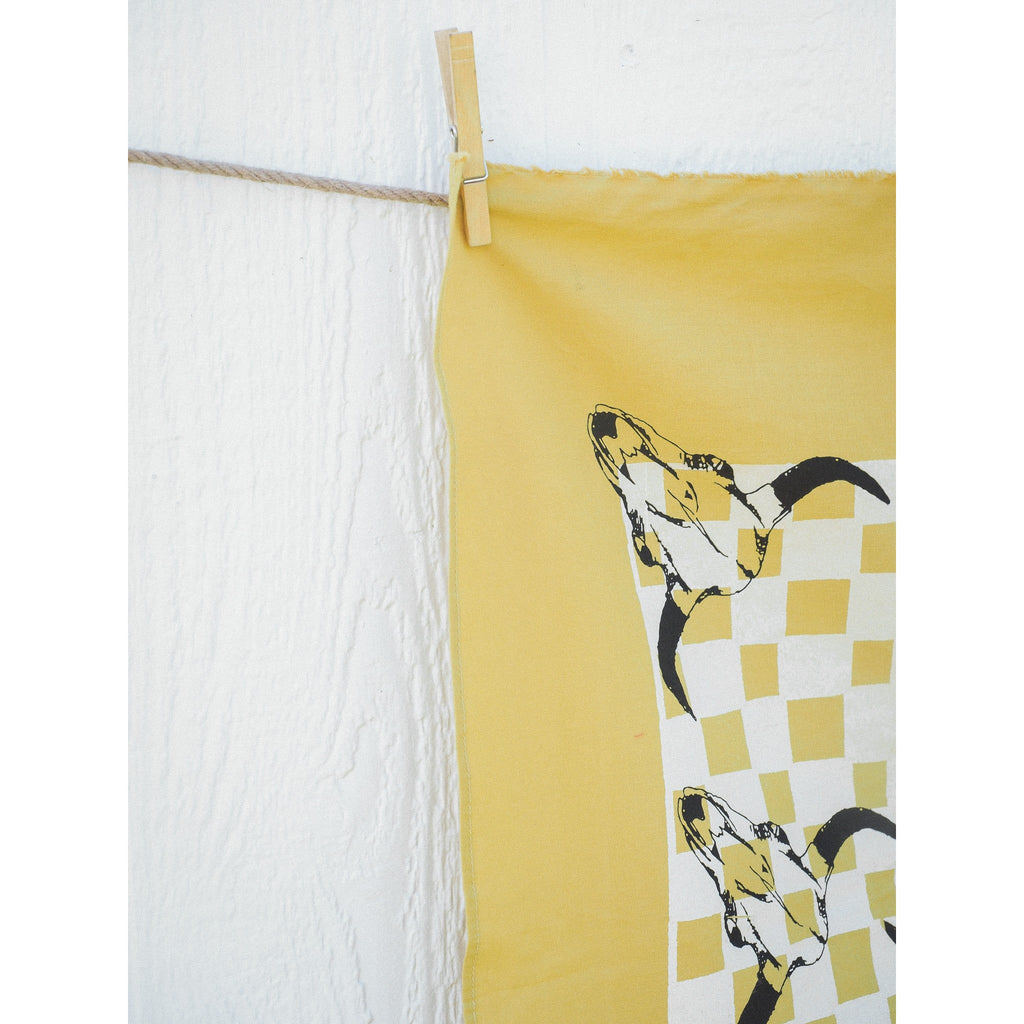 Bison Skull Check Bandana - Mustard