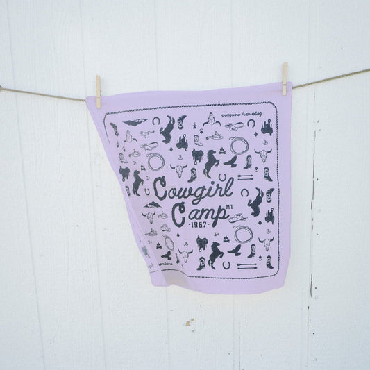 Cowgirl Camp Collage Bandana - Lavender