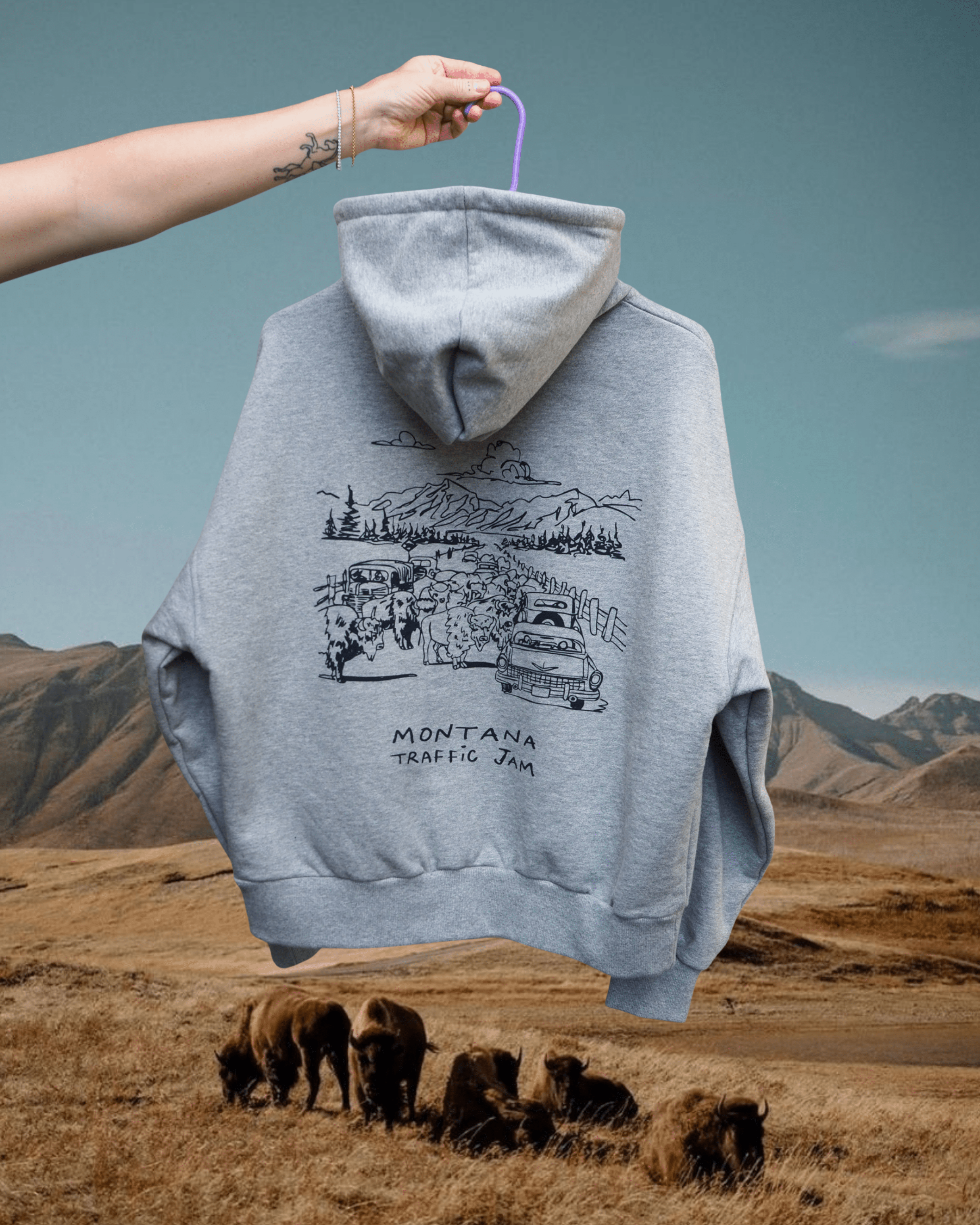"Traffic Jam" Hoodie in Grey - Intrigue Ink Visit Bozeman, Unique Shopping Boutique in Montana, Work from Home Clothes for Women