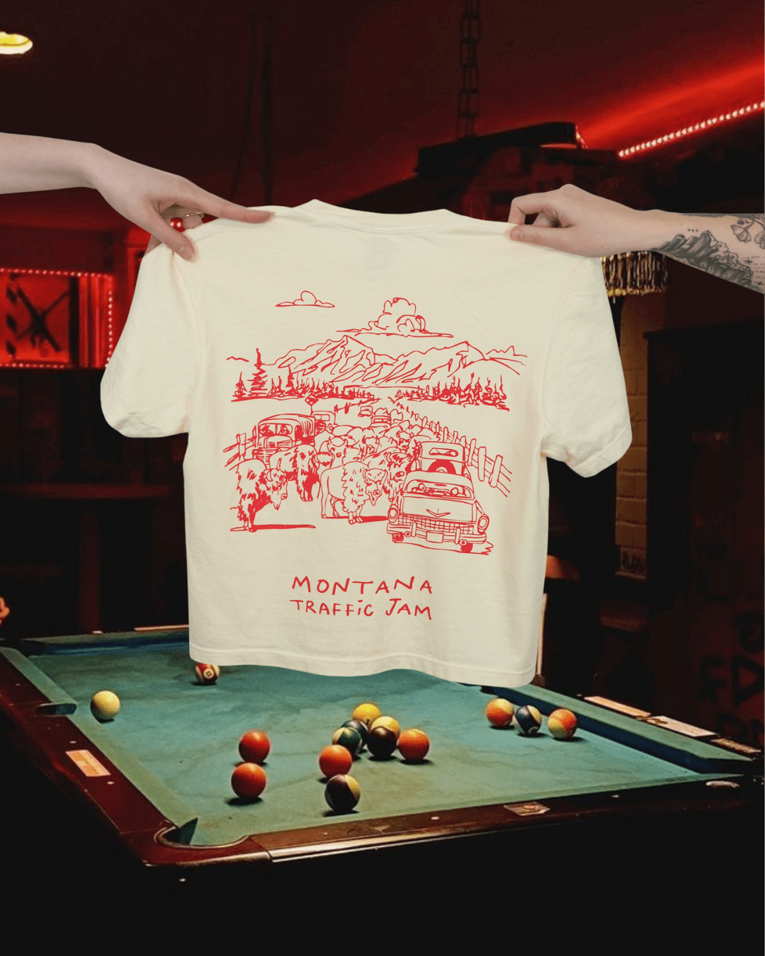 "Traffic Jam" Crop Tee - Intrigue Ink Visit Bozeman, Unique Shopping Boutique in Montana, Work from Home Clothes for Women