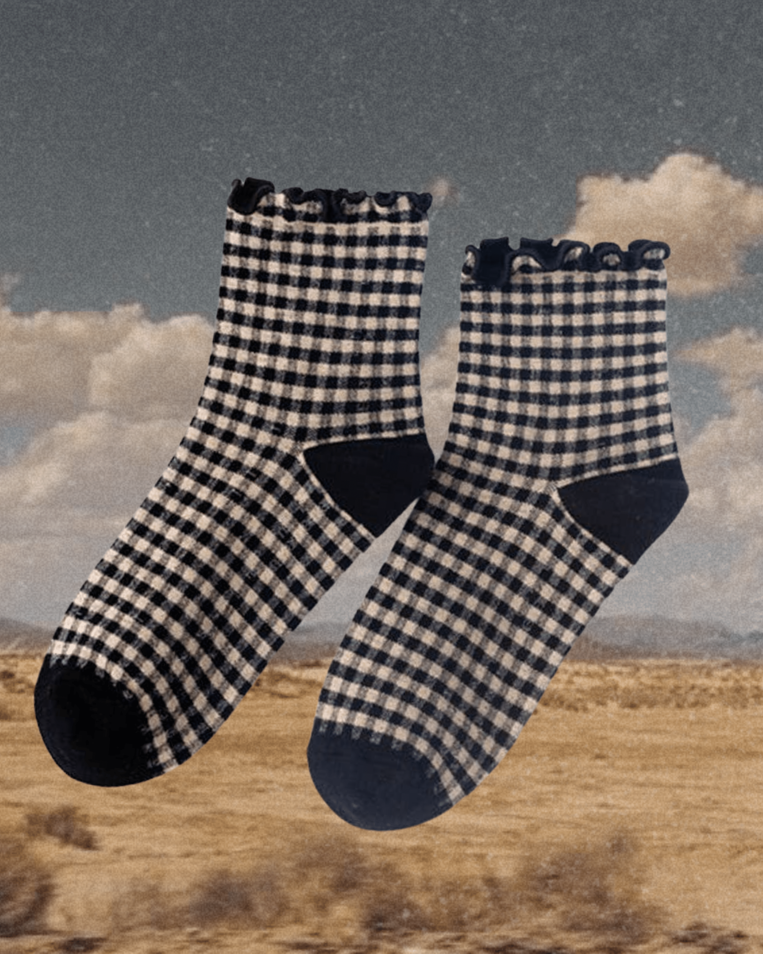 Ruffle Trim Plaid Cotton Ankle Socks - Black - Intrigue Ink Visit Bozeman, Unique Shopping Boutique in Montana, Work from Home Clothes for Women