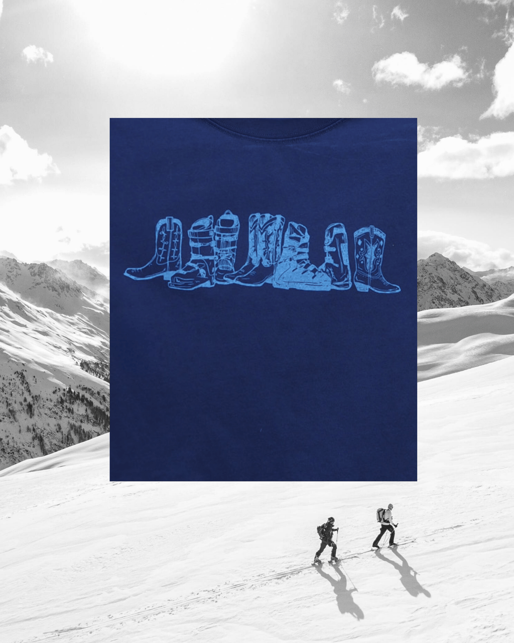 "Western Winter" Perfect Tee in Navy - Intrigue Ink Visit Bozeman, Unique Shopping Boutique in Montana, Work from Home Clothes for Women